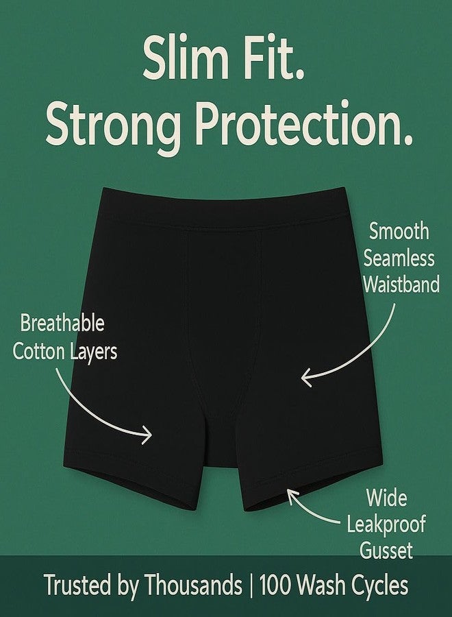 FabPad Reusable Leak-Proof Period Shorties Panty - Underwear for Heavy Flow & Urine Incontinence (Boy Shorts Style) (Black, 2XL) - Image 5